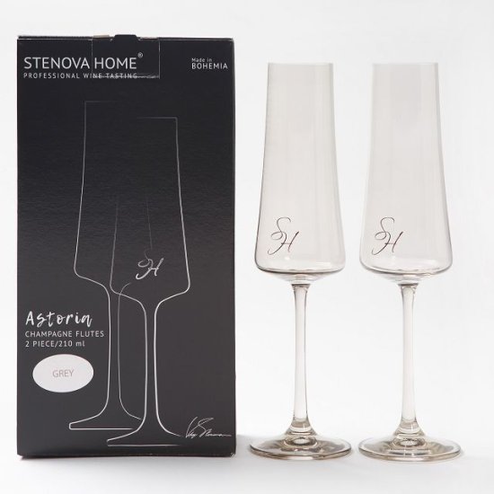 Набор бокалов STENOVA HOME Astoria 2ш 210мл шампанское стекло серый