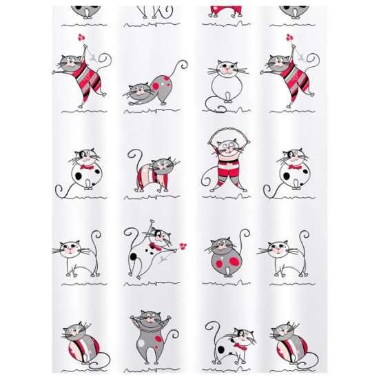 Занавеска д/ванной Tatkraft FUNNY CATS 180 x 180 см разноцветный
