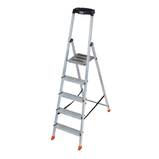 Стремянка односекционная KRAUSE Safety 5 ступеней алюминиевая