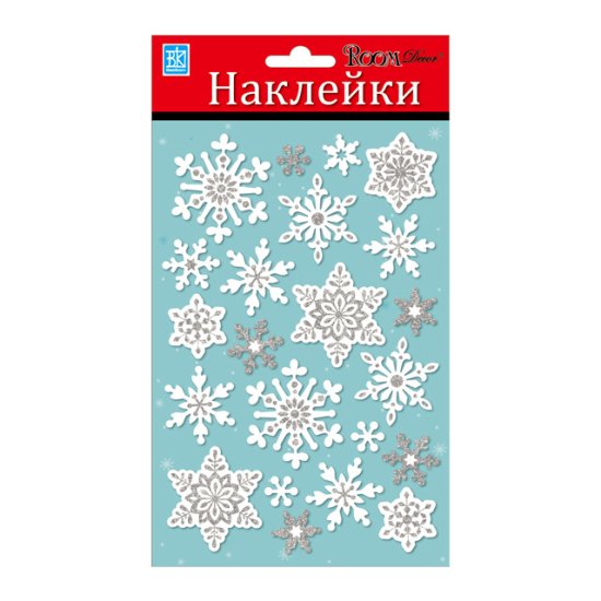 Наклейка ROOMDECOR Cнежинки мини 14х21см, арт.PLX2007