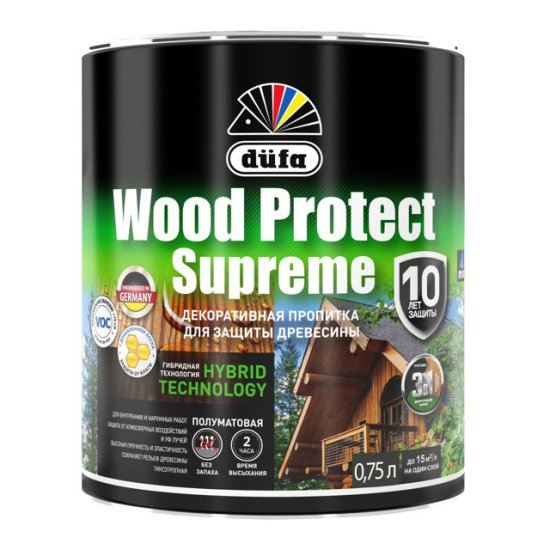 Средство деревозащитное DUFA Wood Protect Supreme 0,75л горная сосна, арт.МП00-008387