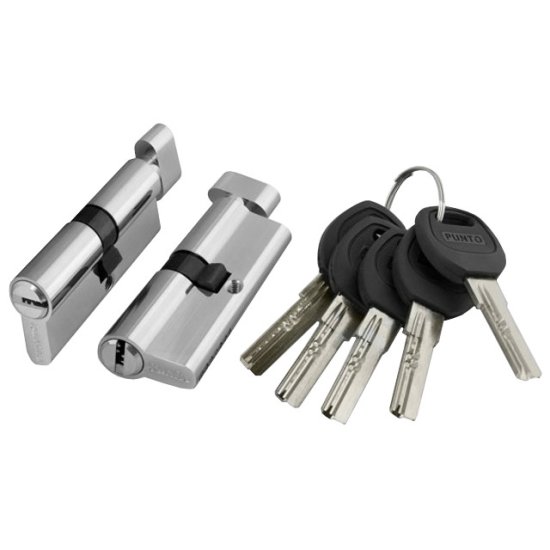 Цилиндр ключевой Punto Lock a202 80мм 40х40 никель вертушка