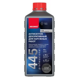 Антисептик декоративный NEOMID 445 невымываемый черный янтарь 1кг, арт.Н-445-1/черн.янт