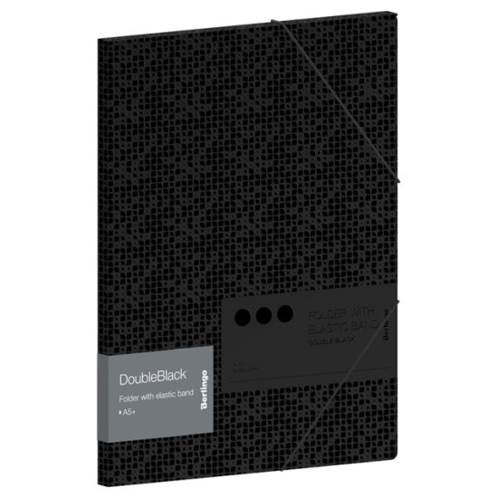 Папка для тетрадей Berlingo DoubleBlack А5+ черный на резинке