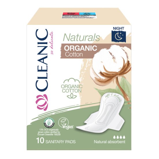 Прокладки CLEANIC Naturals Organic Cotton Ночные 10шт
