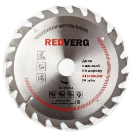 Диск пильный по дереву REDVERG  210х30/20/16 мм 24 зубьев