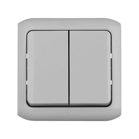 Выключатель 2-клавишный LEGRAND Quteo 10А IP44 серый