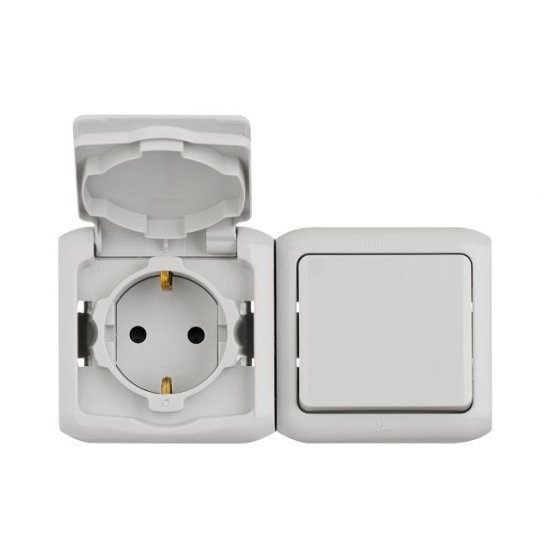 Выключатель 1-клавишный LEGRAND Quteo IP44 серый