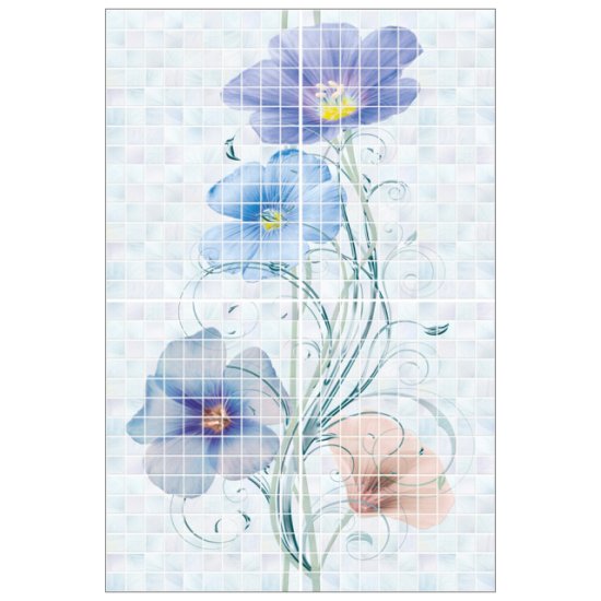 Панно настенное 40х60 SUMMER цветы (из 4 пл), голубое