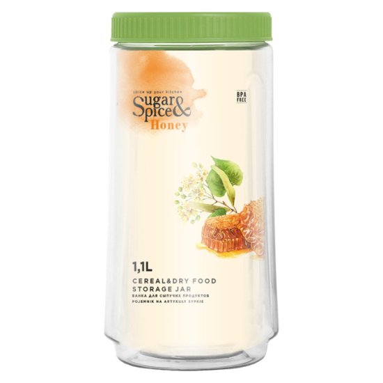 Банка для продуктов SUGAR&SPICE Honey 1,1л круглая с крышкой пластик