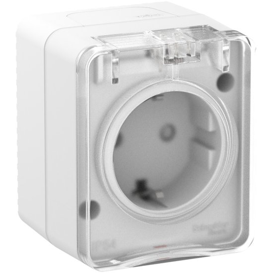 Розетка встраиваемая Systeme Electric Profi 54 с заземлением IP54 цвет белый ATN540145