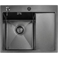Врезная мойка Vidage 5848V 58x48 см глубина чаши 22 см с дозатором нержавеющая сталь цвет черный