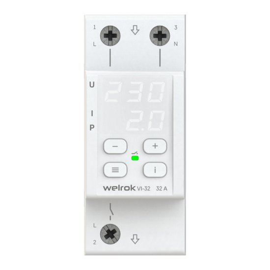 Реле напряжения и контроля фаз модульное Welrok VI-32 220 В 32 А тип AC цифровое