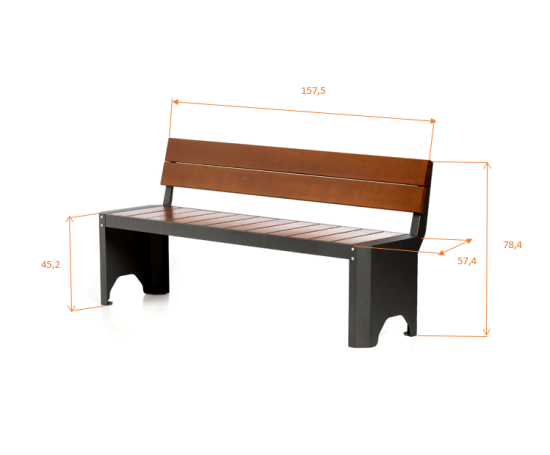 Скамья садовая City S CI-160S 166x56x79 см дерево черный/коричневый