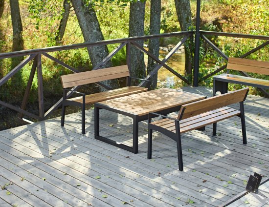 Скамья садовая Europe EU150 148x60x82 см дерево черный/коричневый