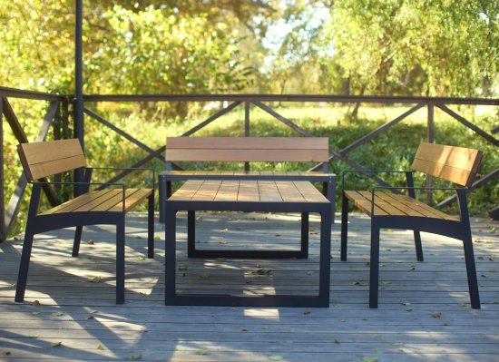 Скамья садовая Europe EU150 148x60x82 см дерево черный/коричневый