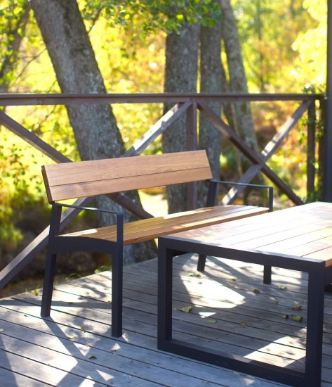 Скамья садовая Europe EU150 148x60x82 см дерево черный/коричневый