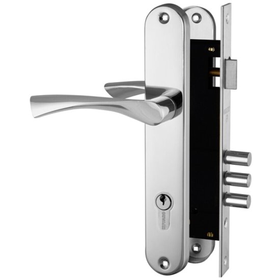 Замок врезной Fuaro LOCKSET.9011 CP для входной двери под цилиндр хром 5 ключей