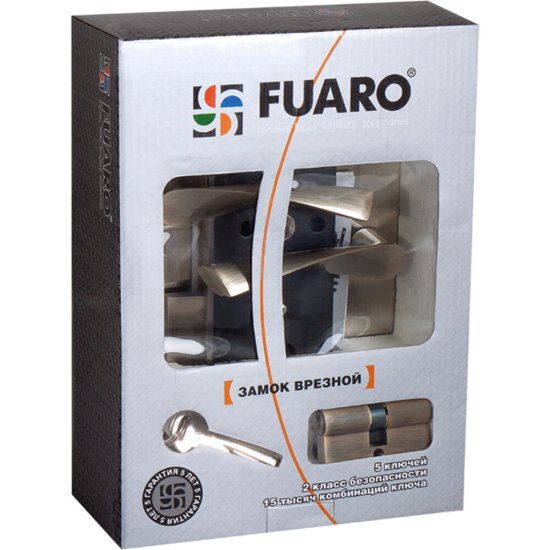 Замок врезной Fuaro LOCKSET.9011 CP для входной двери под цилиндр хром 5 ключей