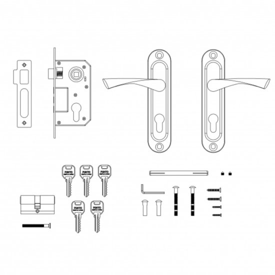 Замок врезной Punto LOCKSET15.CRONA.4061-3 AB для входной двери под цилиндр бронза 5 ключей