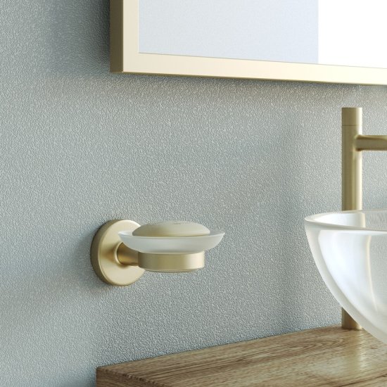 Мыльница для ванной Zenfort 23585 с держателем стекло/металл золото (102053)