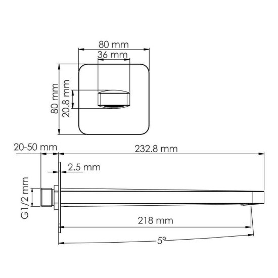 Излив для ванны встраиваемый WasserKraft золото (A289)