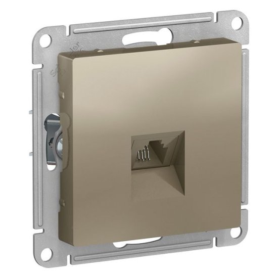 Розетка SCHNEIDER ELECTRIC RJ11 AtlasDesign телефонная IP20 шампань