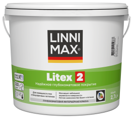 Краска для стен и потолков моющаяся Linnimax Litex 2 глубокоматовая цвет прозрачный база C 2.7 л