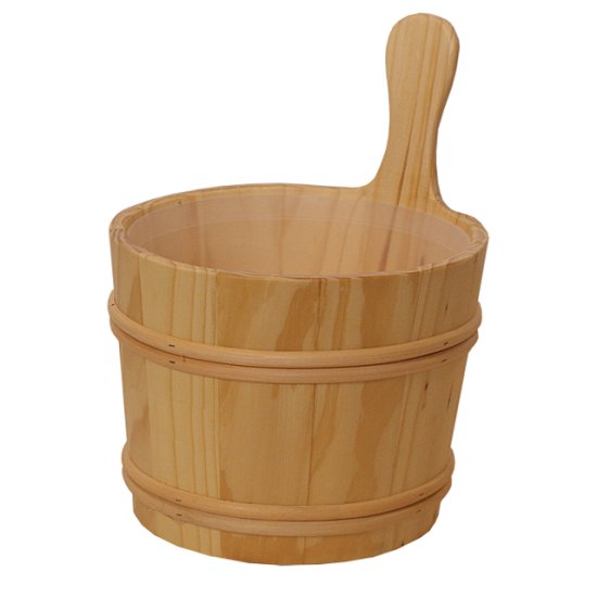 Шайка для бани NIKKARIEN 7л сосна с пластиковой вставкой