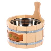 Ушат БАННЫЕ ШТУЧКИ с нержавеющей вставкой липа 3,5л