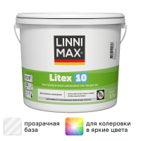 Краска для стен и потолков моющаяся Linnimax Litex 10 шелковисто-матовая цвет прозрачный база C 2.7 л