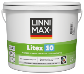 Краска для стен и потолков моющаяся Linnimax Litex 10 матовая цвет прозрачный база C 2.7 л