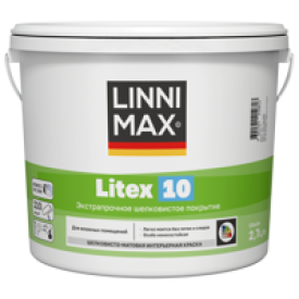 Краска для стен и потолков моющаяся Linnimax Litex 10 шелковисто-матовая цвет прозрачный база C 2.7 л