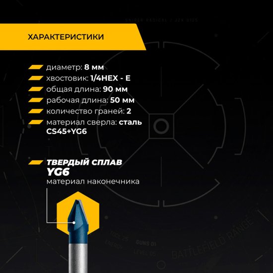 Сверло по керамограниту Rage Furious Hard Ceramic HEX 8х90 мм (554098)