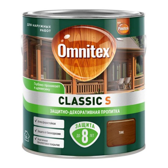 Средство деревозащитное OMNITEX Classic S 2,5л тик арт.50037218