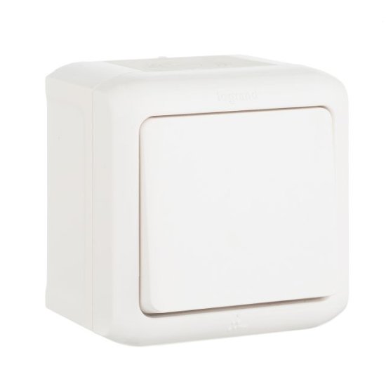 Выключатель LEGRAND Quteo 1-клавишный IP44, белый