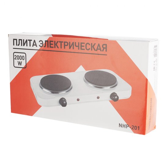 Плита электрическая двухконфорочная 2 кВт белая