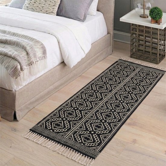 Коврик грязезащитный KREAFORTA Cauvery 60x180 см хлопок цвет черно-белый