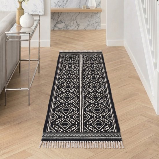 Коврик грязезащитный KREAFORTA Cauvery 60x180 см хлопок цвет черно-белый