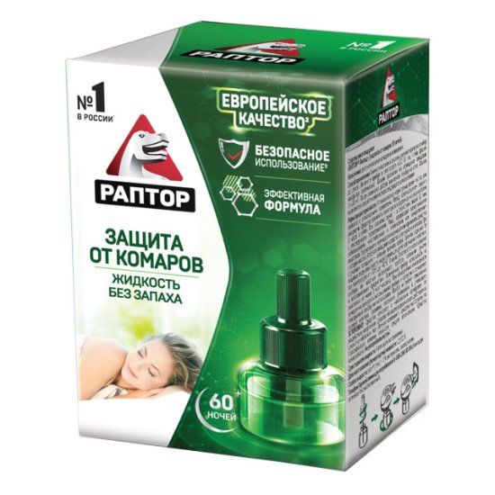Жидкость для фумигатора РАПТОР от комаров 60 ночей