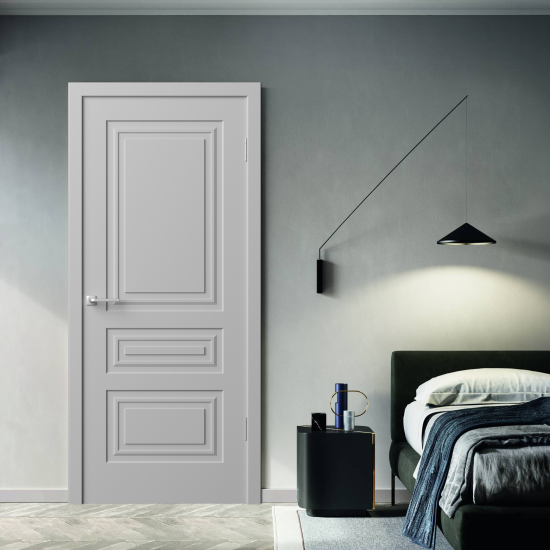 Дверь межкомнатная глухая Комфорт-3 70x220 см эмаль цвет гейнсборо с замком и петлями