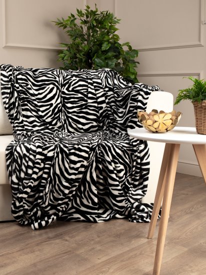 Плед Зебра 150x200 см фланель цвет черный