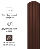 Штакетник Grand Line Twin фигурный 100 мм 1.81 м двухсторонний фигурная кромка RAL 8017 коричневый 10 шт.
