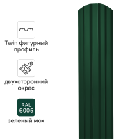Штакетник Grand Line Twin фигурный 100 мм 2.01 м двухсторонний фигурная кромка RAL 6005 зеленый 10 шт.