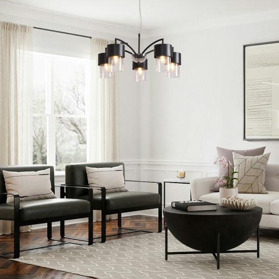 Комплект декоративного освещения Freya Lumin бра, люстра 5 рожков цвет черный