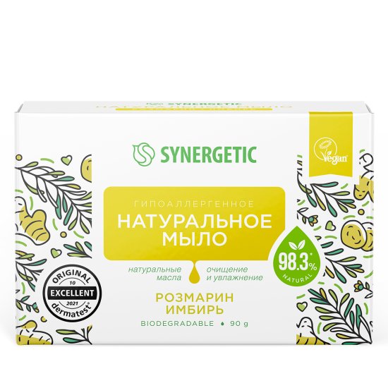 Мыло твердое Synergetic Розмарин и имбирь 90 г
