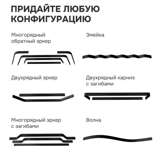 Карниз потолочный пластмассовый однорядный гибкий 700 см черный