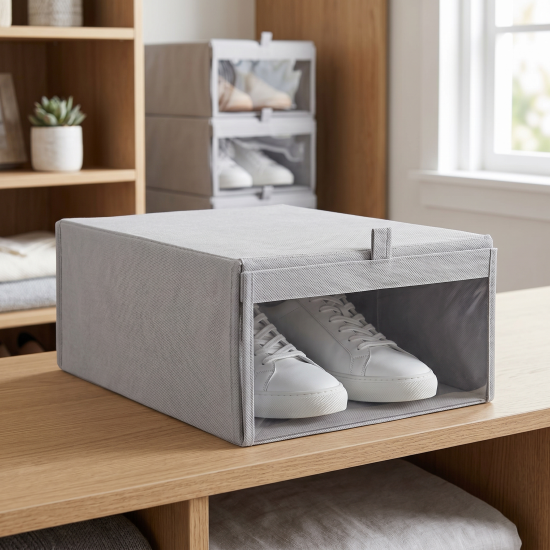 Коробка для обуви KONSENSA 28x15x35 см нетканый материал цвет серый