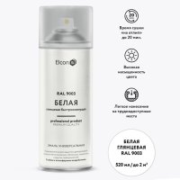 Эмаль универсальная ELCON RAL 9003 акриловая белая глянцевая аэрозоль 520 мл, арт.00-00462806