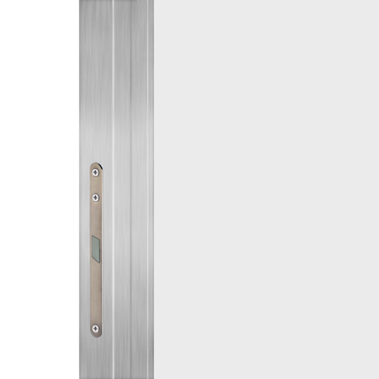 Дверь межкомнатная глухая обратного открывания Invisible 80x210 см левая алюминиевая кромка цвет белый с замком